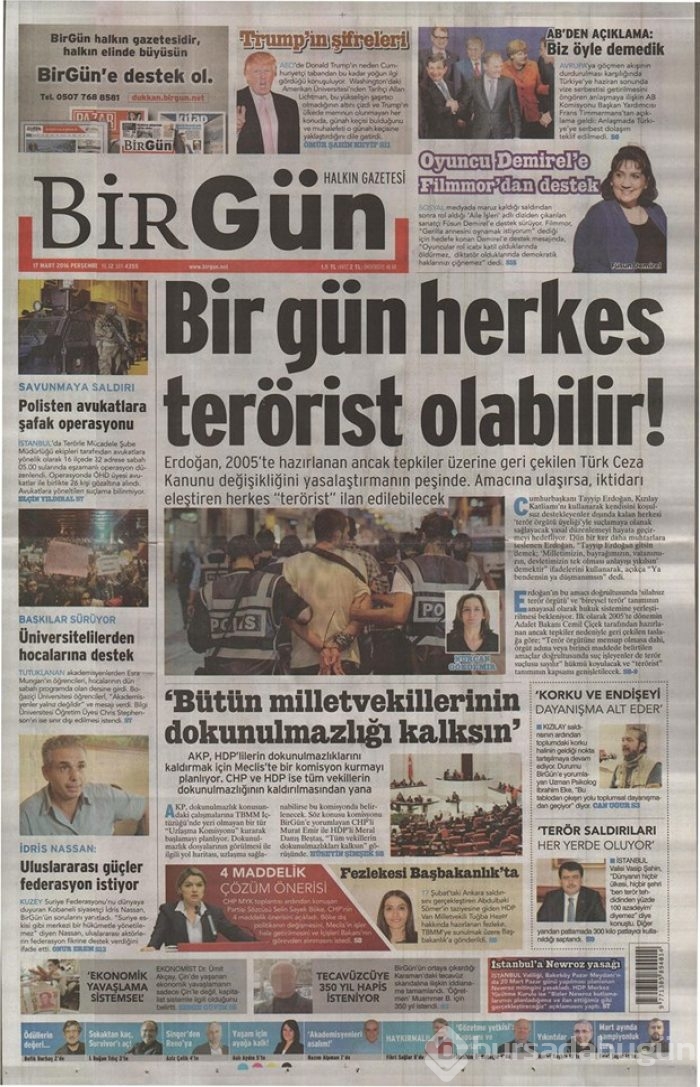 Günün gazete manşetleri - 17 Mart 2016

