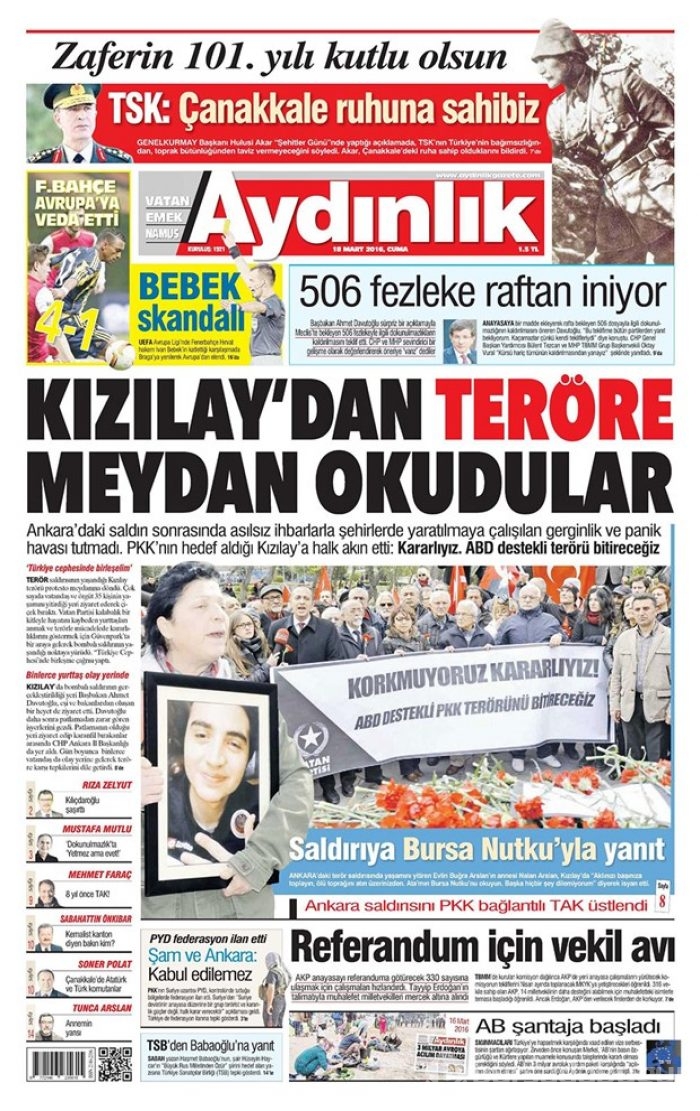 Günün gazete manşetleri - 18 Mart 2016
