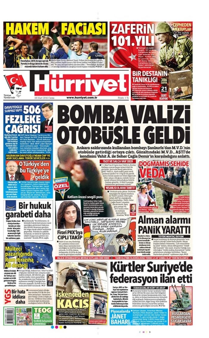 Günün gazete manşetleri - 18 Mart 2016