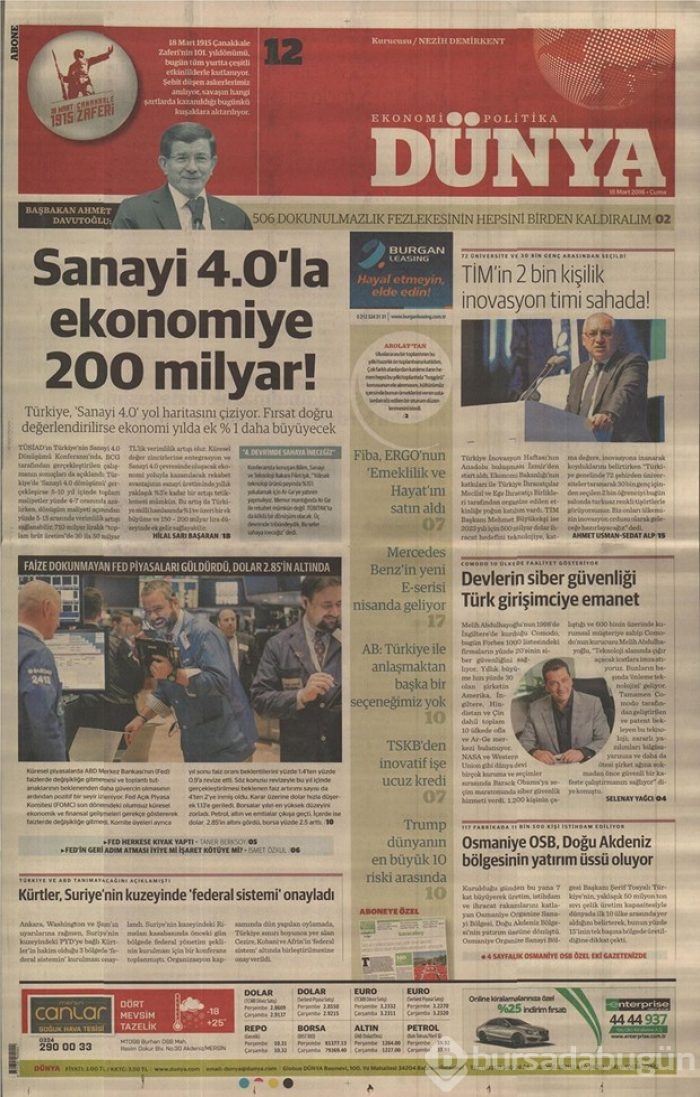 Günün gazete manşetleri - 18 Mart 2016