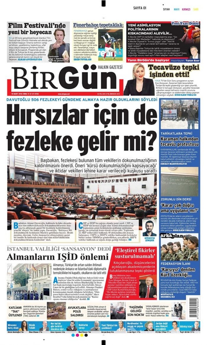 Günün gazete manşetleri - 18 Mart 2016