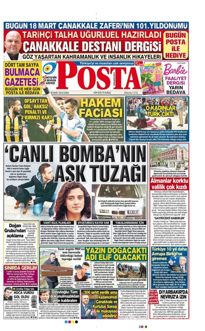 Günün gazete manşetleri - 18 Mart 2016