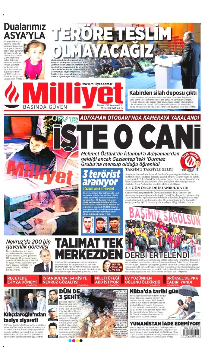 Gazete manşetleri 21.03.2016