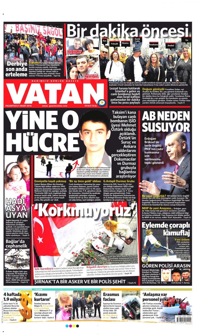 Gazete manşetleri 21.03.2016