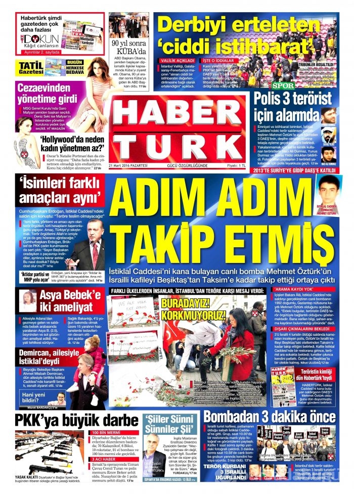 Gazete manşetleri 21.03.2016