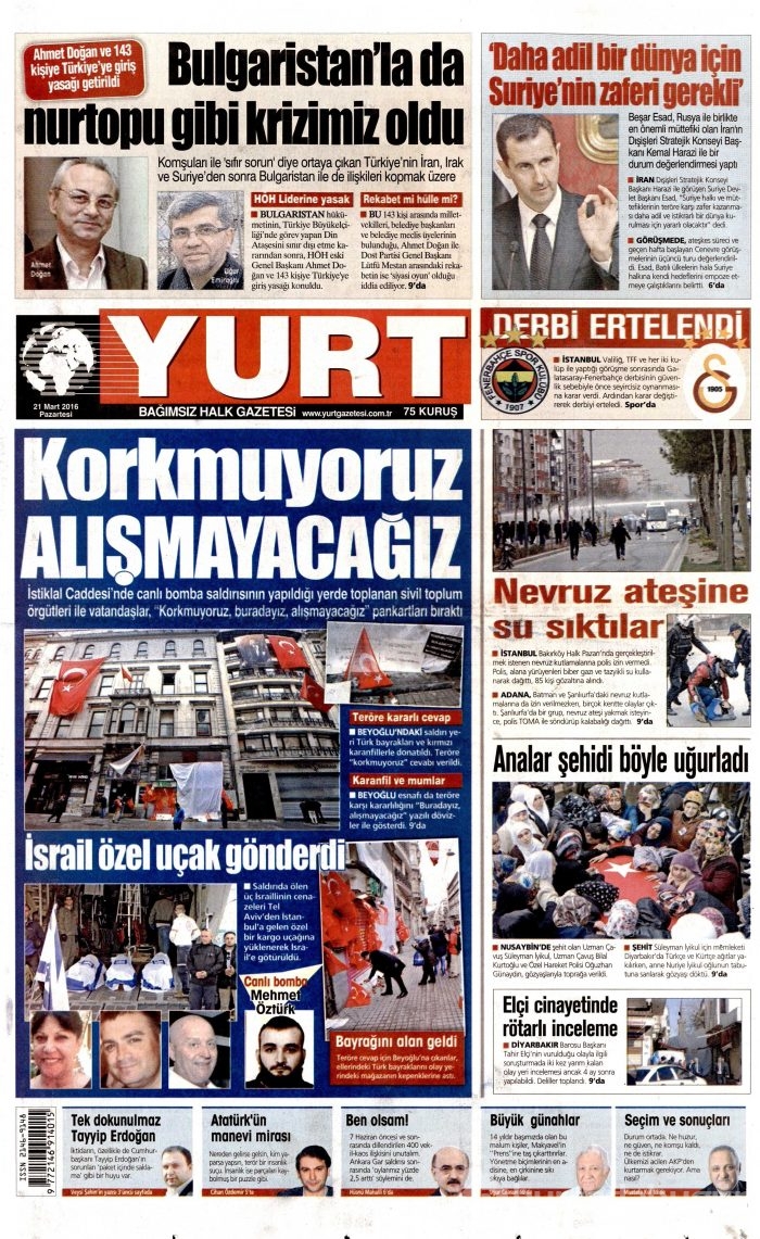 Gazete manşetleri 21.03.2016