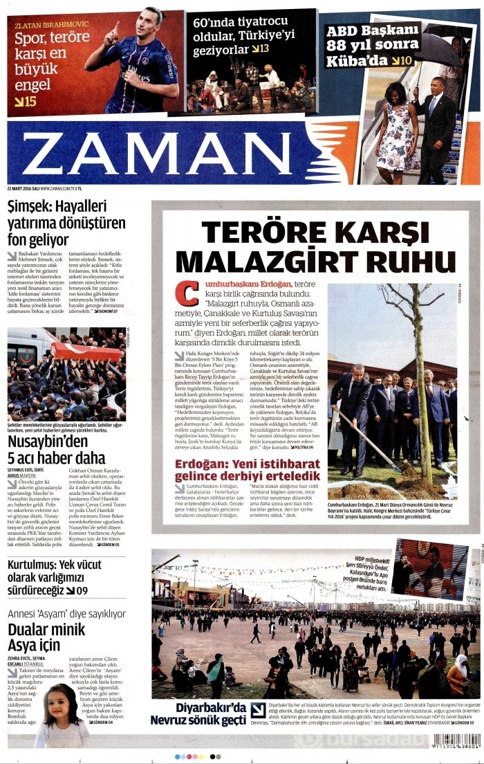 Gazete manşetleri (22.03.2016)