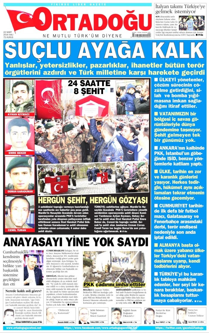 Gazete manşetleri (22.03.2016)