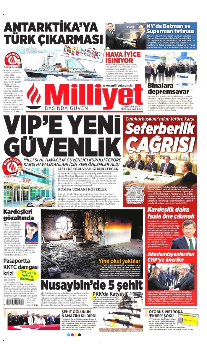 Gazete manşetleri (22.03.2016)