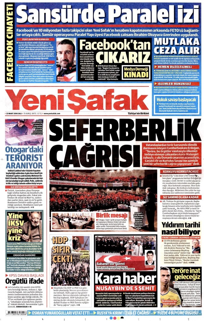 Gazete manşetleri (22.03.2016)