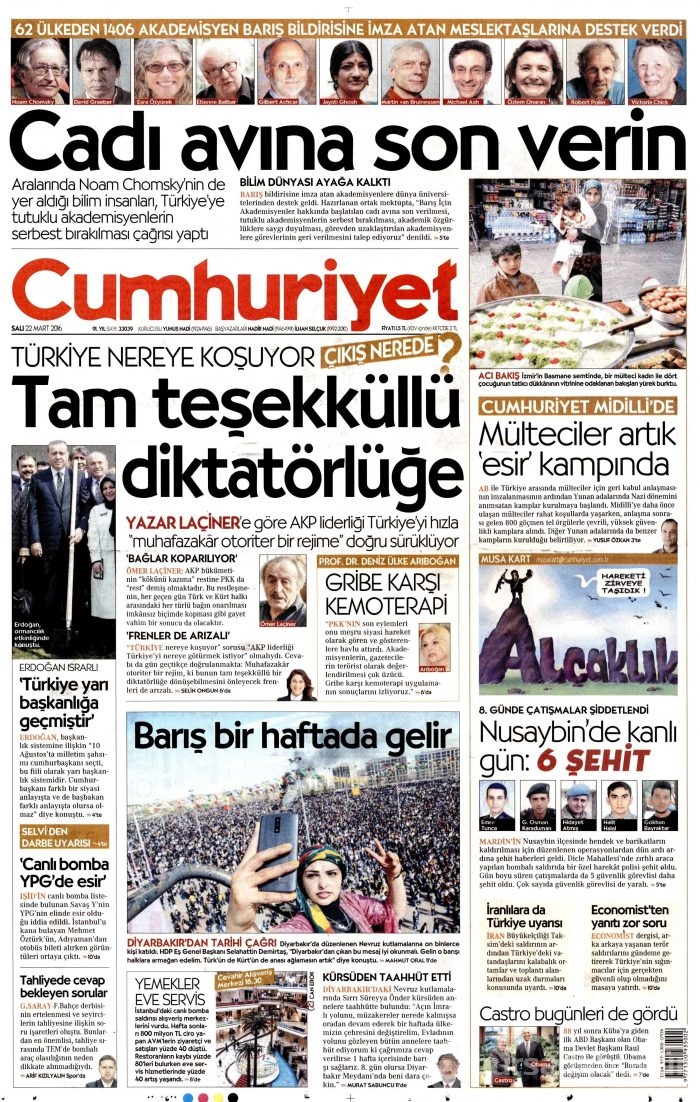 Gazete manşetleri (22.03.2016)