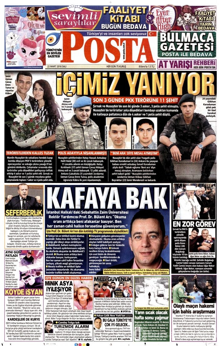 Gazete manşetleri (22.03.2016)