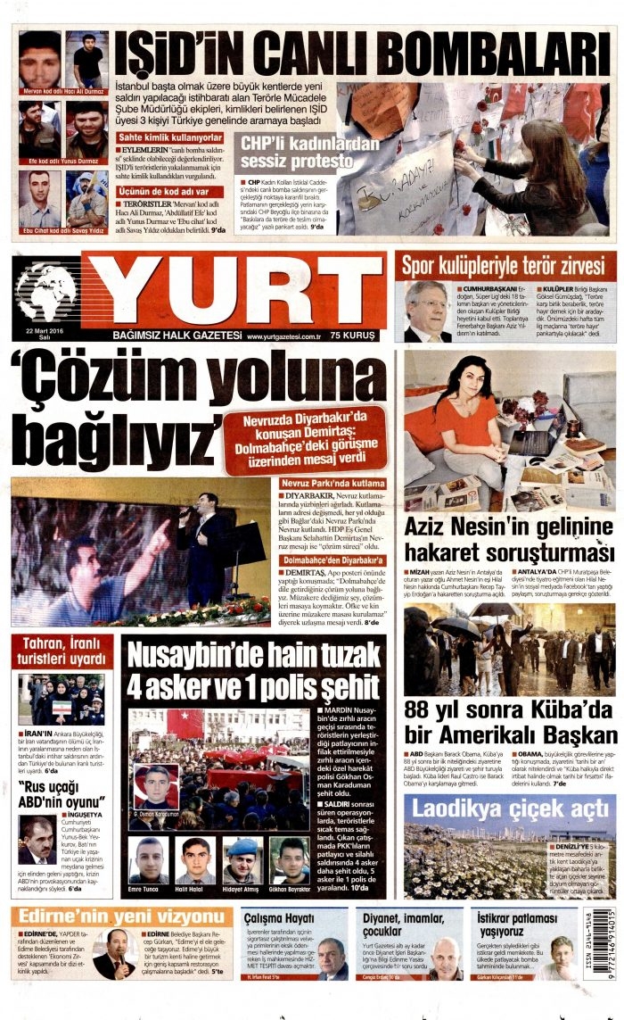 Gazete manşetleri (22.03.2016)