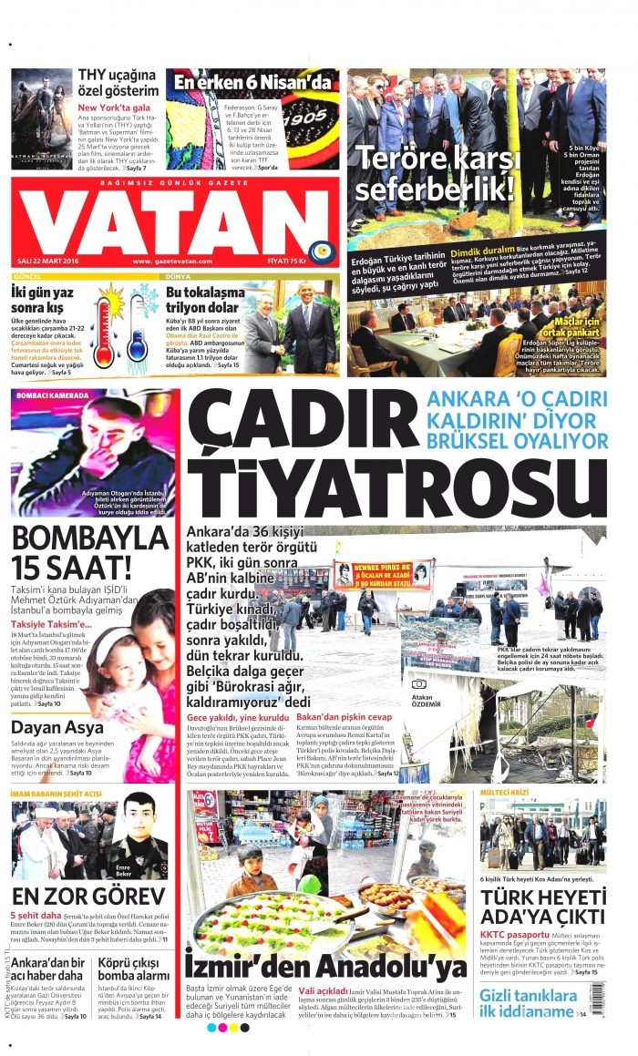 Gazete manşetleri (22.03.2016)