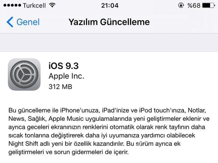 iOS 9.3 güncellemesi dağıtılmaya başladı