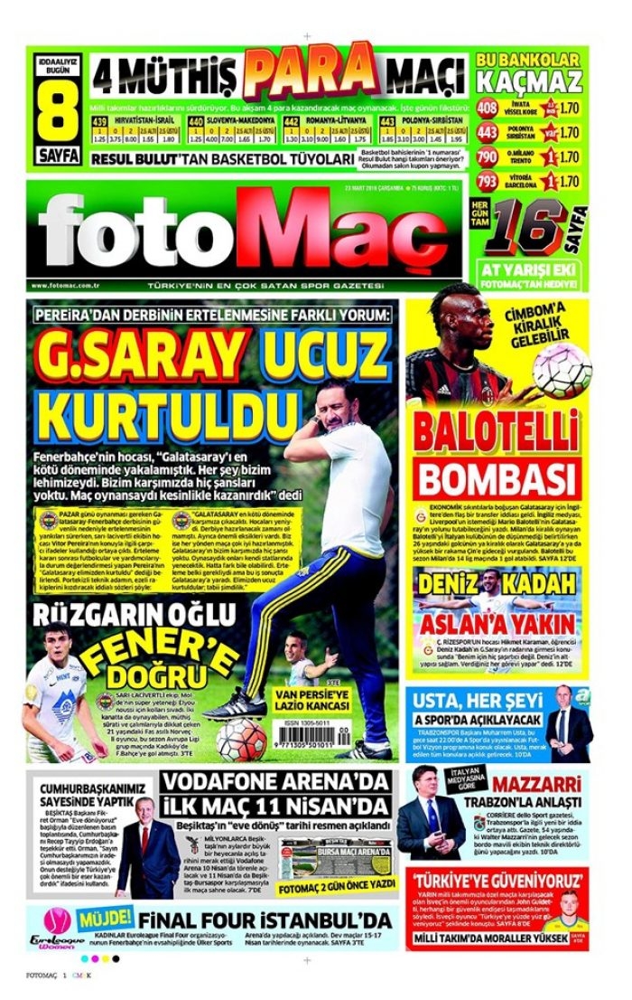Günün gazete manşetleri - 23 Mart 2016

