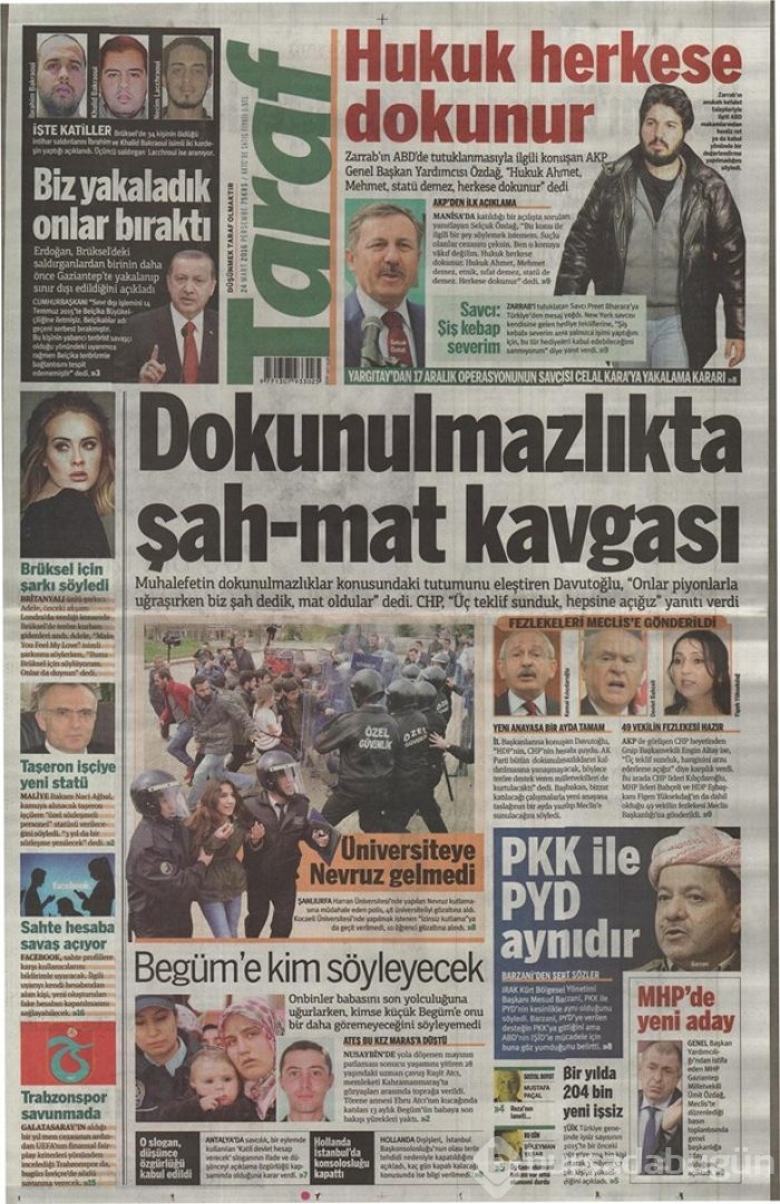 Günün gazete manşetleri - 24 Mart 2016
