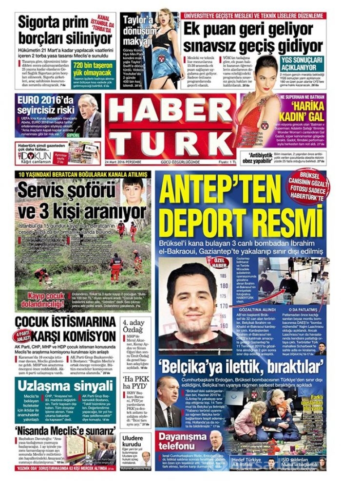 Günün gazete manşetleri - 24 Mart 2016

