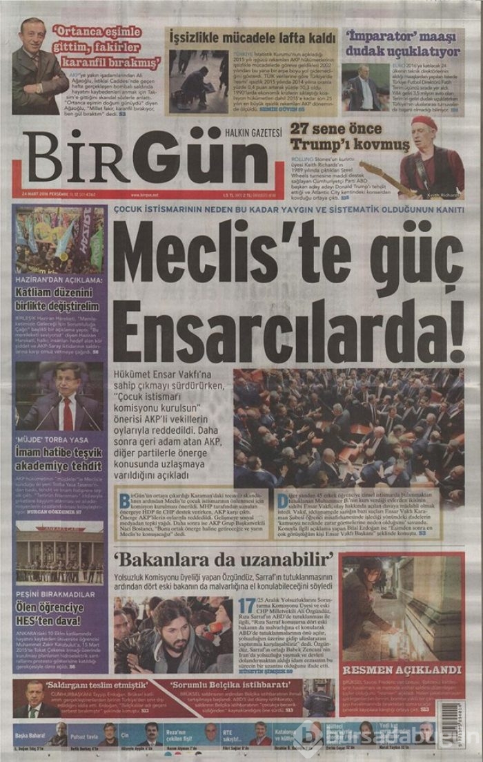 Günün gazete manşetleri - 24 Mart 2016
