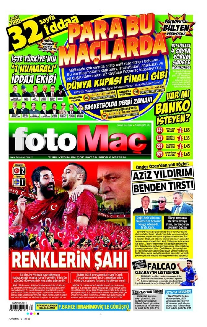 Günün gazete manşetleri - 25 Mart 2016
