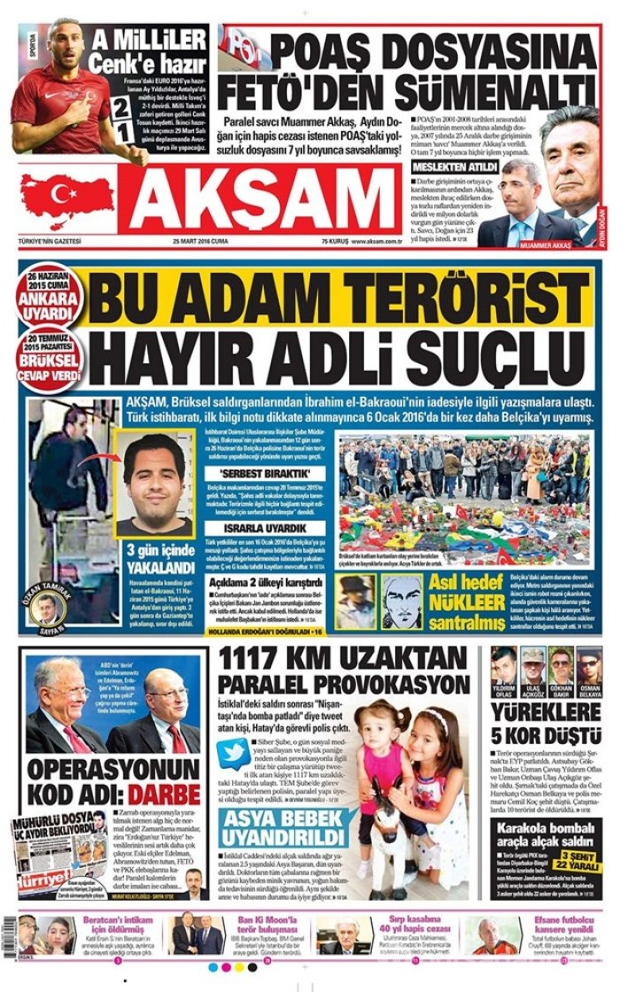 Günün gazete manşetleri - 25 Mart 2016
