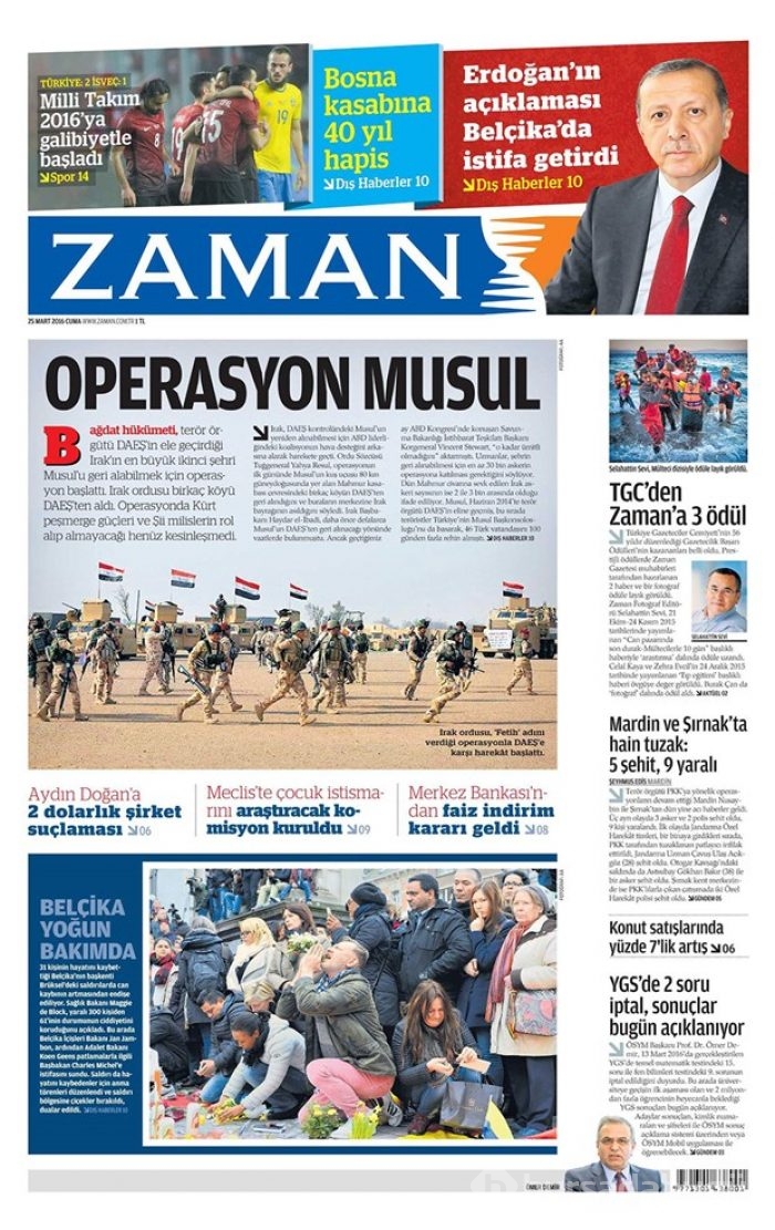 Günün gazete manşetleri - 25 Mart 2016

