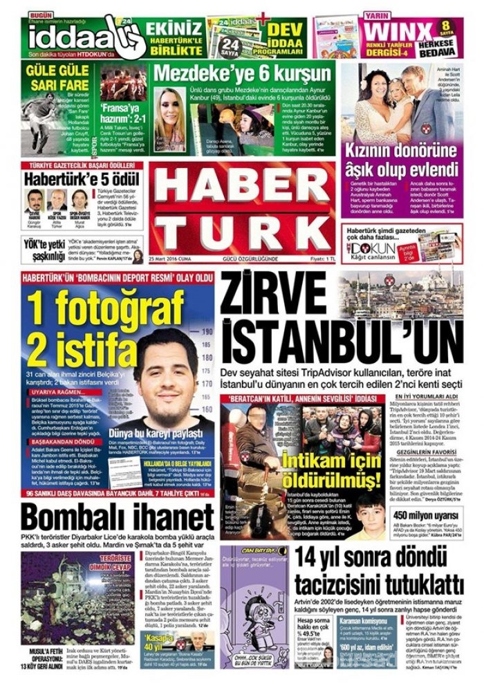 Günün gazete manşetleri - 25 Mart 2016
