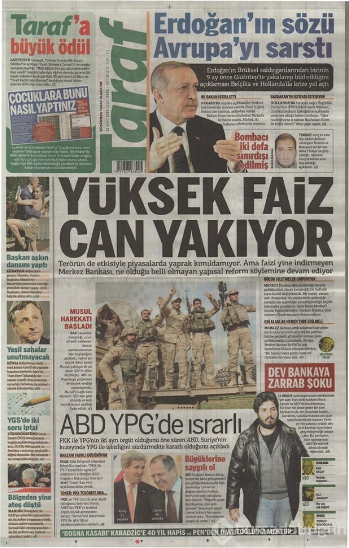 Günün gazete manşetleri - 25 Mart 2016
