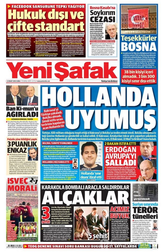 Günün gazete manşetleri - 25 Mart 2016
