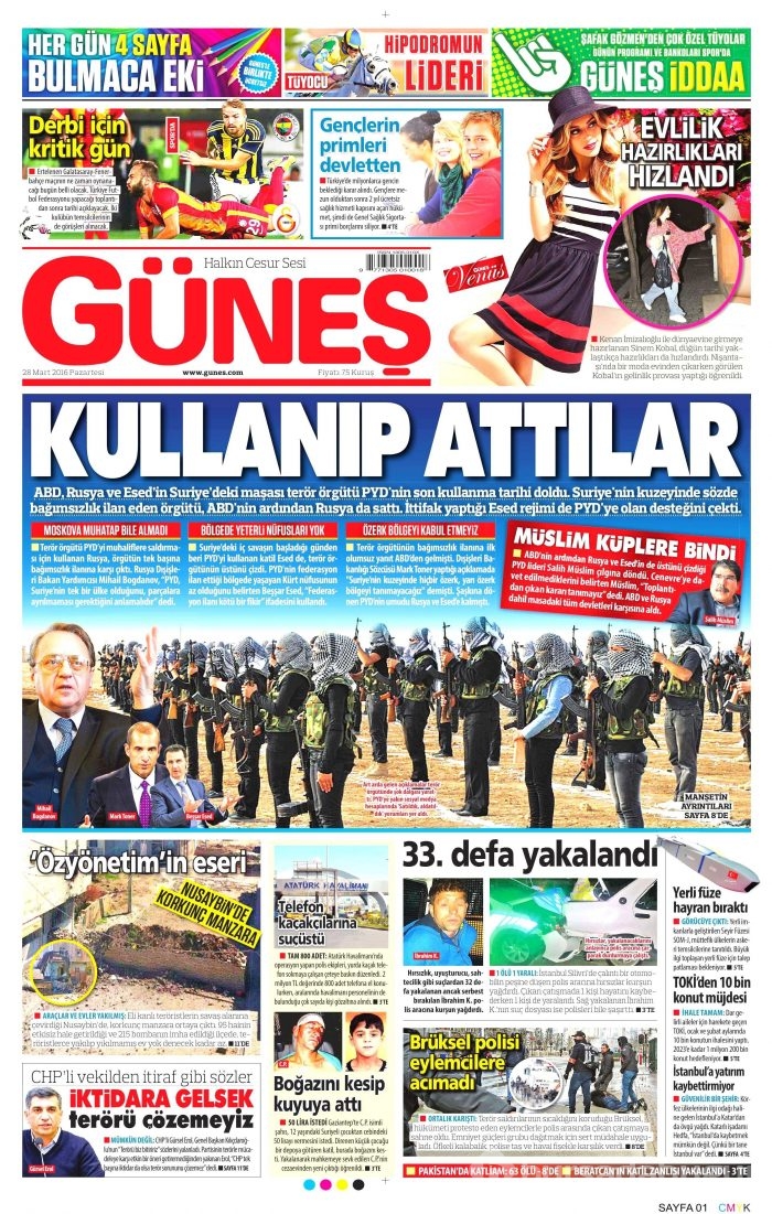 Gazete manşetleri (28.03.2016)