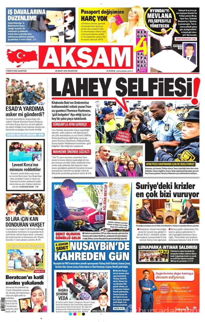 Gazete manşetleri (28.03.2016)