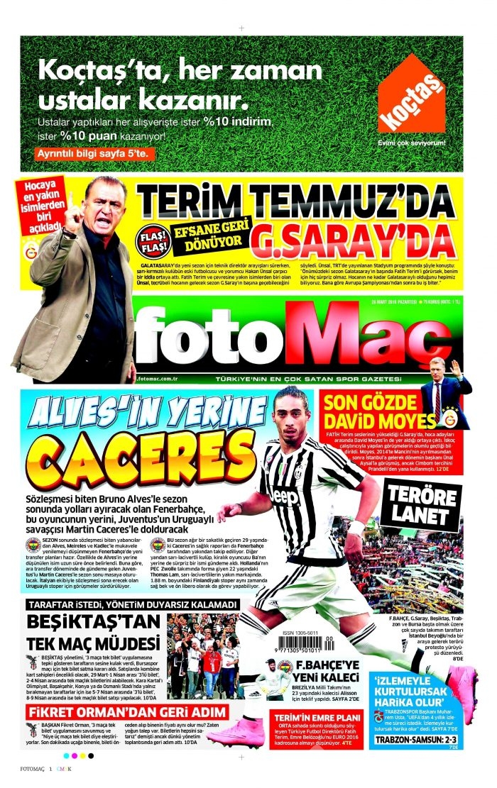 Gazete manşetleri (28.03.2016)