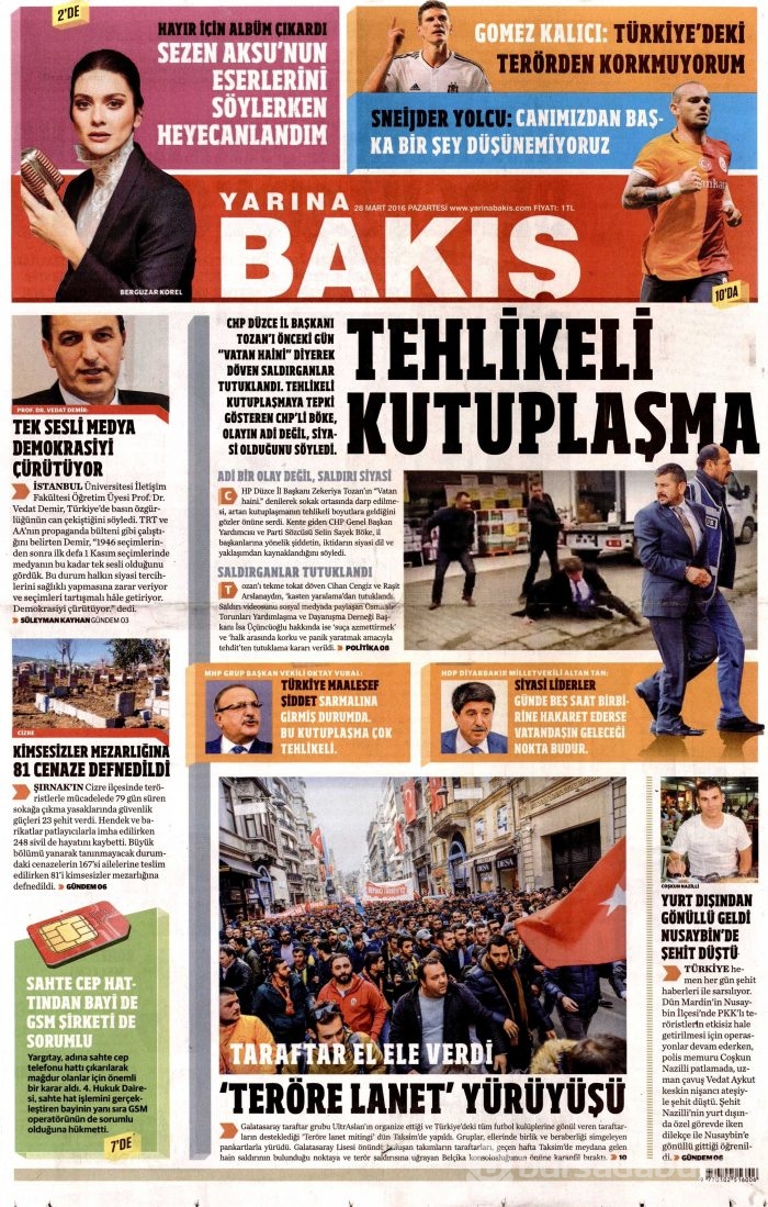 Gazete manşetleri (28.03.2016)