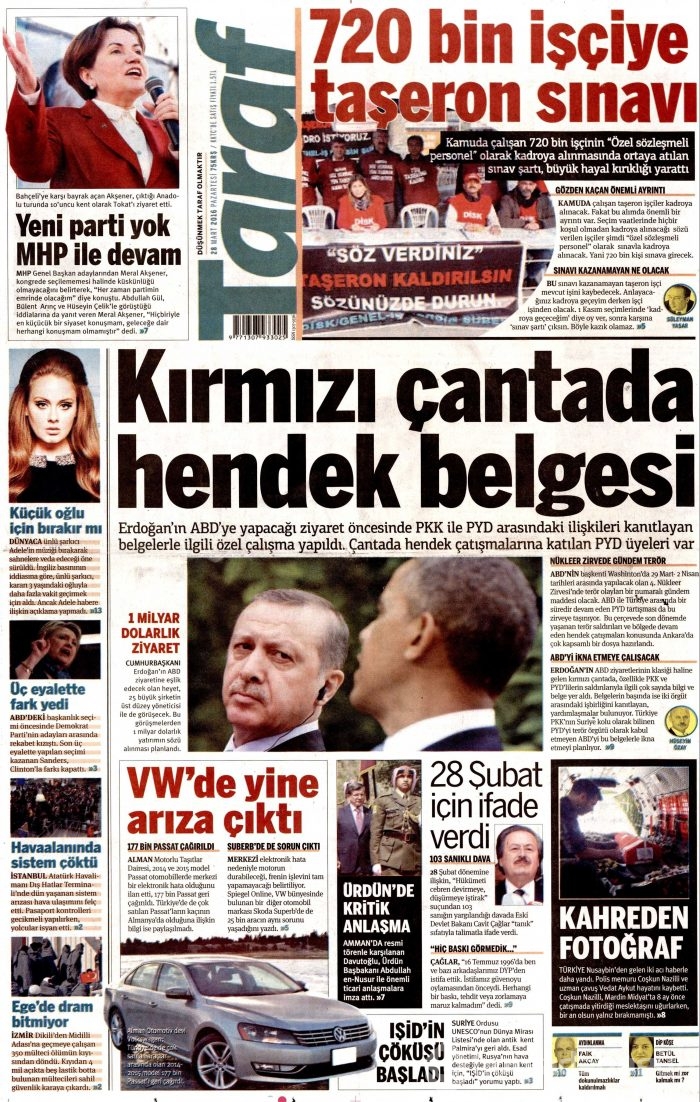 Gazete manşetleri (28.03.2016)