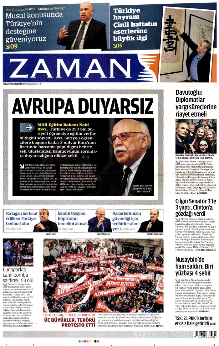 Gazete manşetleri (28.03.2016)