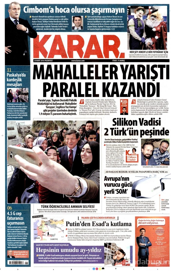 Gazete manşetleri (28.03.2016)