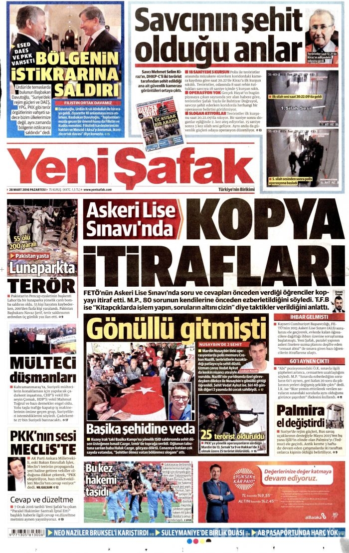 Gazete manşetleri (28.03.2016)