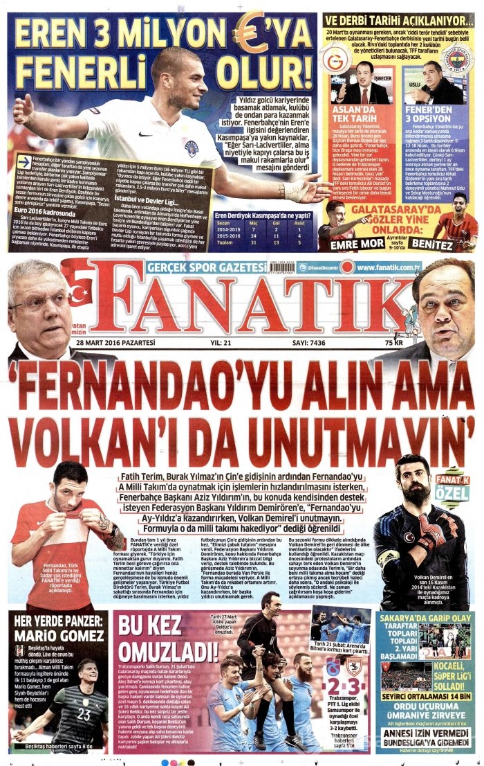 Gazete manşetleri (28.03.2016)