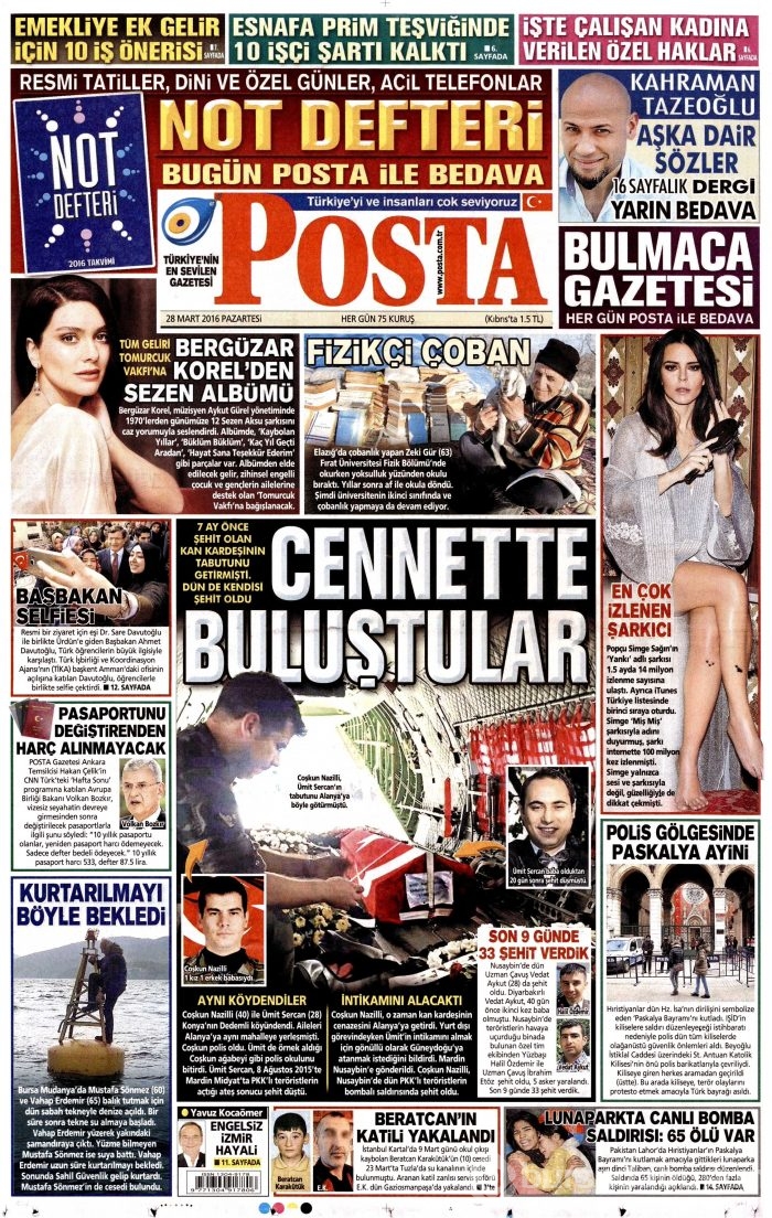 Gazete manşetleri (28.03.2016)
