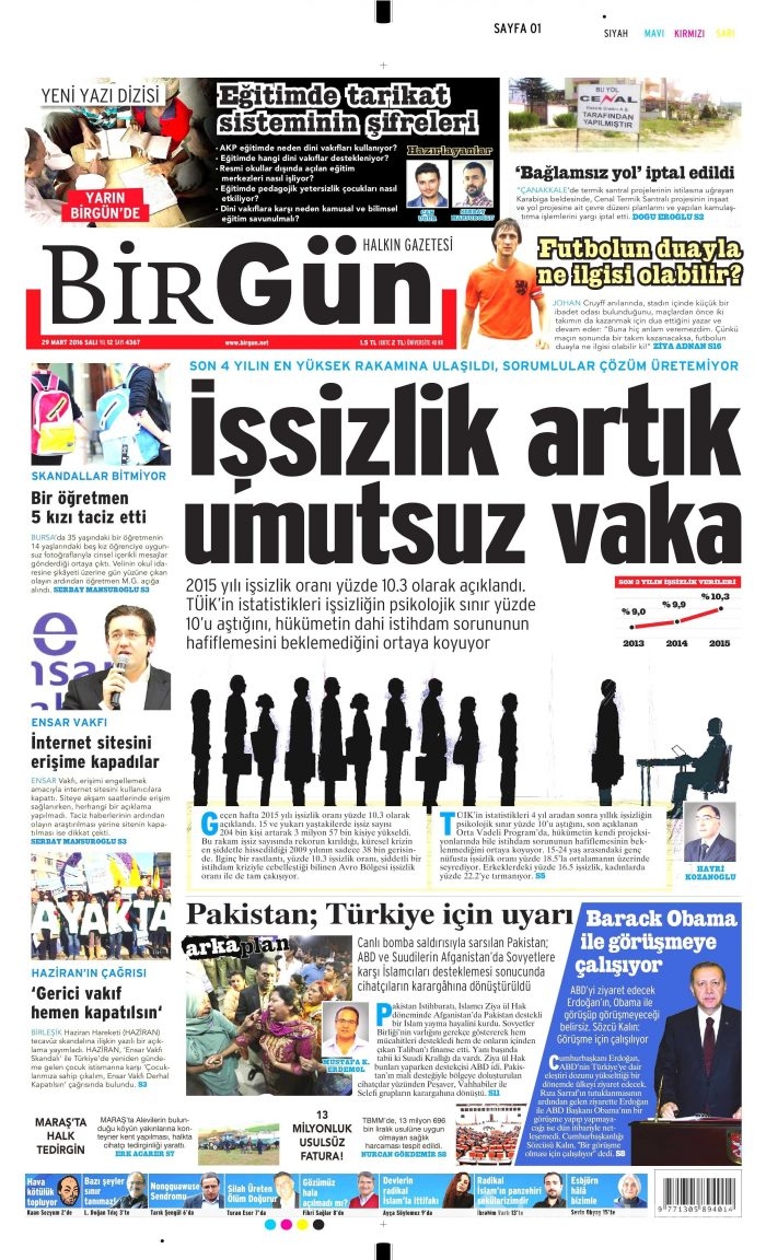 Gazete manşetleri (29 Mart 2016)