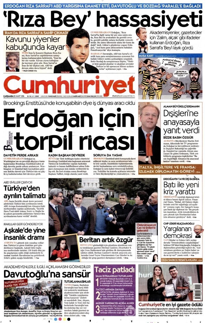 Gazete manşetleri (30 Mart 2016)