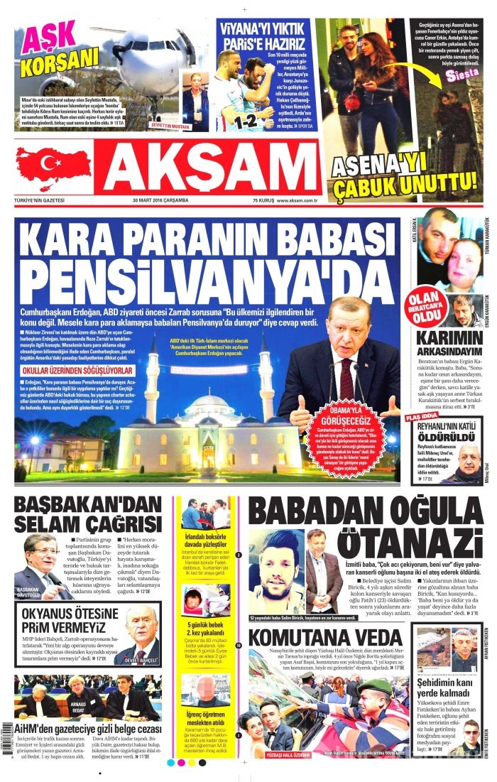 Gazete manşetleri (30 Mart 2016)