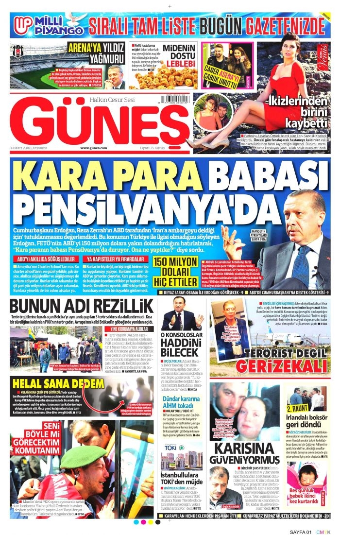 Gazete manşetleri (30 Mart 2016)