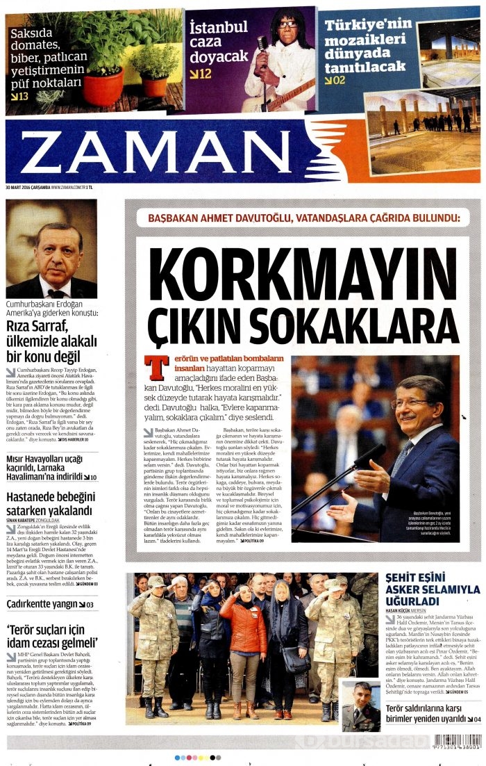 Gazete manşetleri (30 Mart 2016)