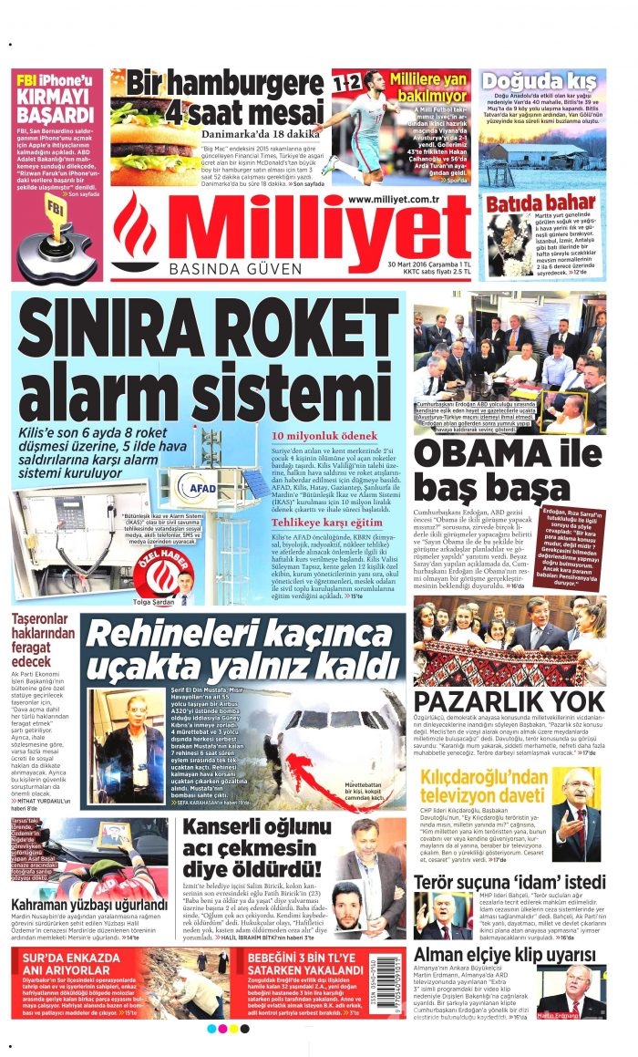 Gazete manşetleri (30 Mart 2016)