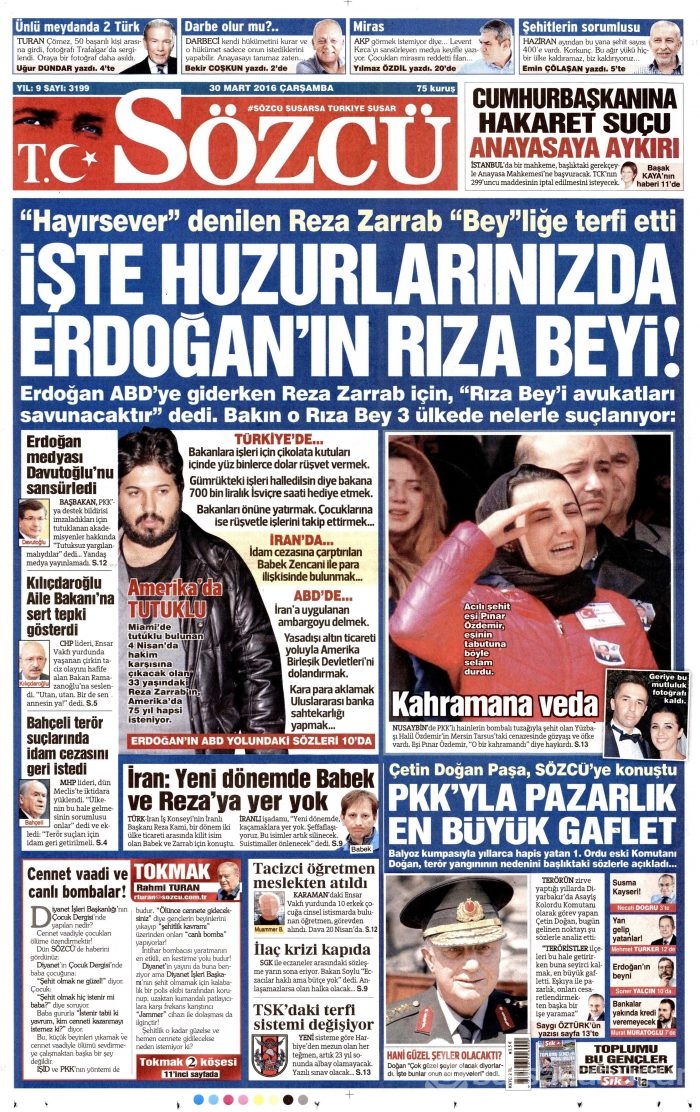 Gazete manşetleri (30 Mart 2016)