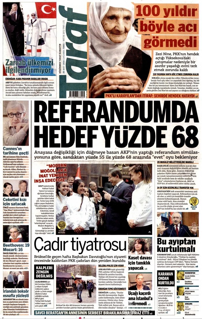 Gazete manşetleri (30 Mart 2016)