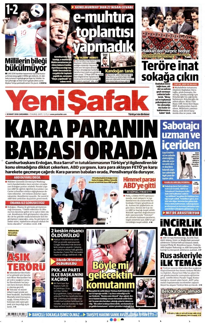 Gazete manşetleri (30 Mart 2016)