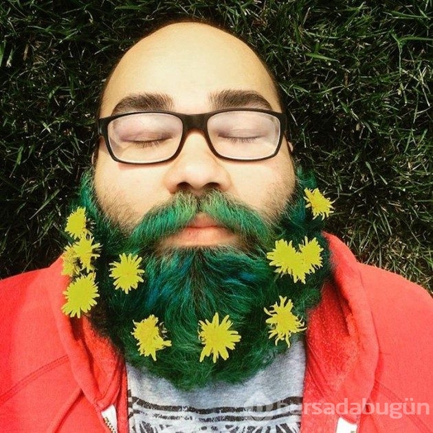 &#8203;16 fotoğrafla sakallarını çiçeklerle süslemiş adamlar

