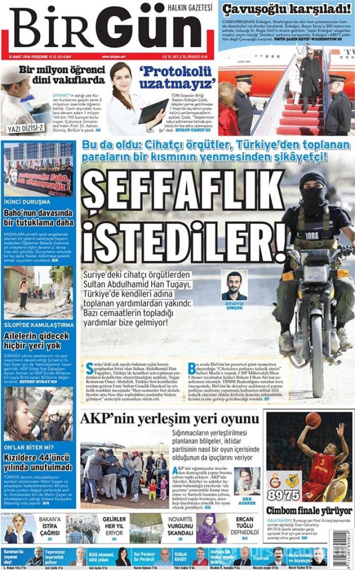 Günün gazete manşetleri - 31 Mart 2016
